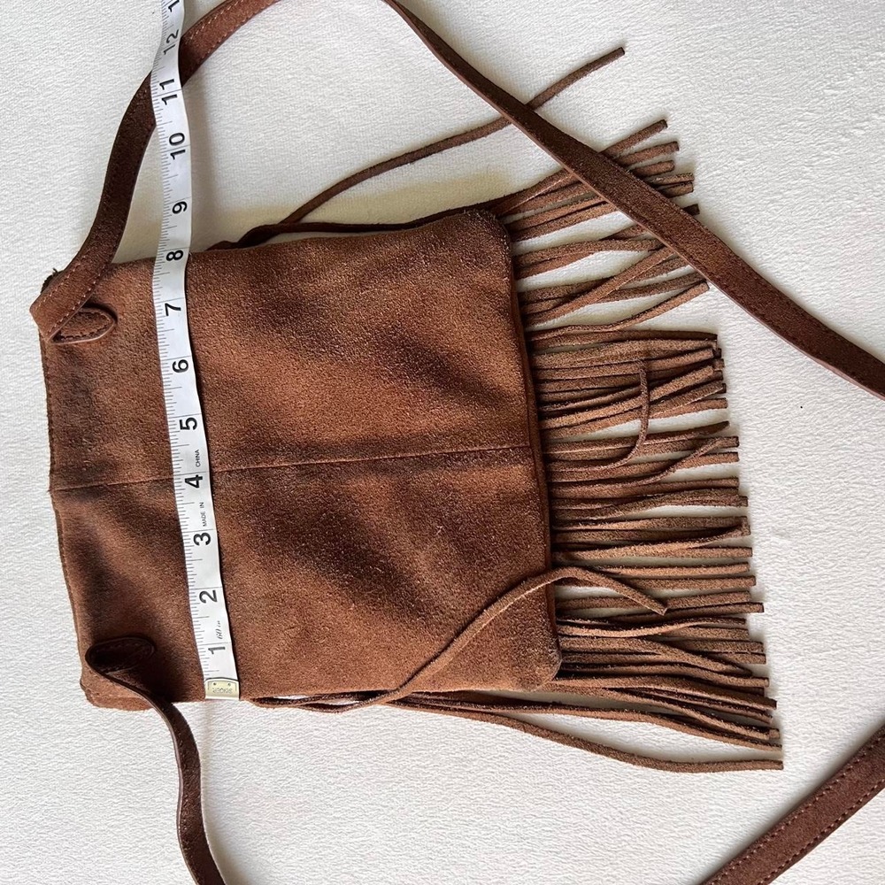 Brown Genuine Leather Suede Margot Fringe Crossbody Boho Hippie Ren Faire Y2K - Picture 6 of 8